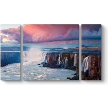 Jokulsa A Fjollum Şelalesi Tablosu 126 x 70-3 Parçalı