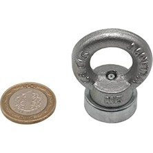 Vuralsin38 Çok Güçlü Deniz Mıknatısı - Fishing Magnet - Daimi Çelik Mıknatıs - Halkalı Pot Mıknatıs - Nikel Kaplı - Paslanmaz - Kararma Yapmaz - Tuzlu Suya Dayanıklı (Ø25 mm (15 Kg))