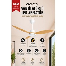 Goes Büyük Boy Tavan Vantilatörü LED Avize 132CM 65 Watt 6 Kademeli Kumandalı ve Telefon Uygulaması Kontrollü Gva-64
