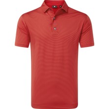 Footjoy Micro Feeder Stripe Lisle Erkek T-Shirt Açık Kırmızı 39353