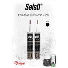 Selsil Siyah Renk Genel Amaçlı Silikon 2 Adet ve Rosıe