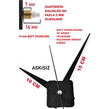Cnr Shop Saat Mekanizması 14 mm Şaft Boyu Sessiz Çalışır Saat Makinesi Akrep-Yelkovan-Saniye-(Askısız)