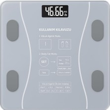 Vuralsin38 Akıllı Bluetooth Tartı – Vücut Yağ, Kas, Su, Bmı Ölçümü | & Ios Uyumlu | Uygulama Destekli | 13 Ölçüm | Temperli Cam | Şık ve Kaymaz Tasarım