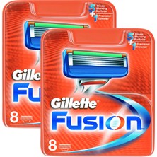 Gillette Fusion Yedek Başlık 8'li x 2 Adet Hassas Cilt Dostu Erkekler İçin Ergonomik Tasarım