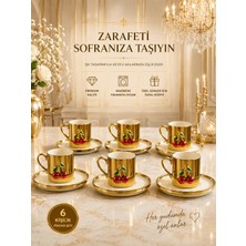 Yzhome 6 Kişilik Porselen Gold Platin Kaplama Kiraz Kahve Fincan Takımı Seti 100ML