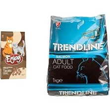 Vuralsin38 Enjoy Kuru Kedi Maması, Tavuklu, Yetişkin, Tohumu ile Omega 3 & 6 Katkısı, 1 kg ve Trendline Somonlu Yetişkin Kedi Maması 1 kg