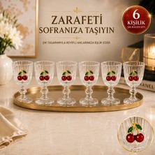 Yzhome 6'lı Şeffaf Kristal Cam Kahve Yanı Bardağı Kiraz Desenli 75 ml Pratik Kullanım İçin Tasarlandı
