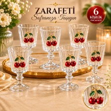 Yzhome 6'lı Kristal Cam Kahve Yanı Bardağı Kiraz Bardak Kirazlı Flüt 75 ml