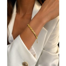 Livaz Accessories Kadın Çelik Kararmaz  Bileklikaltın Renk Vip Serisi