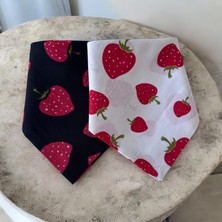 ALS Tasarım Dünyası  Siyah ve Beyaz Renk  Çilek Figürlü 2'li  %100 Koton Bandana