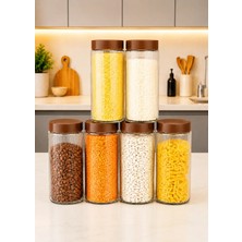 Mafa Home 6'lı 1500 ml Kapaklı Cam Erzak ve Bakliyat Saklama Kavanozu Seti Jumbo Boy