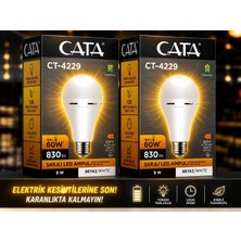 Cata 9W-60W Gücünde Şarj Ampul 2 Adet 830 Lümen Beyaz