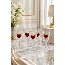 Yzhome 6 Lı Kristal Cam Flüt Kahve Yanı Bardağı Kalp Bardak Kalpli 75ML