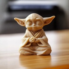 Hivhestin 2'li Set Yoga Yapan Yoda (Grogu) Figür - 10 cm 3D Yazıcı Baskı - Boyanabilir Ten Rengi