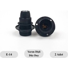 Dekoratif Plastik E-14 Yarım Dişli Halkalı Duy Siyah (2 Adet)