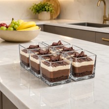 Mafa Home 6'lı Kare Magnoliya Tatlı Kasesi Servis Sunum Cup Seti Büyük Boy