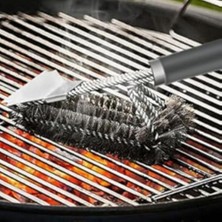 Vuralsin38 Mangal Izgara Temizleme Fırçası – Paslanmaz Çelik Telli, Uzun Saplı Grill Temizlik Aparatı Mangal Temizlik Fırçası
