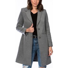 Dewberry Kadın Palto Uzun Kol Antrasit Renk Düz Desenli Polyester Malzemeden S Beden