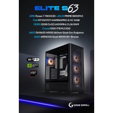 Game Garaj Elite S63 Amd R7 7800X3D 32GB Ram 1tb SSD RTX5070TI 360MM Sıvı Soğt Freedos Oyuncu Oem Paket