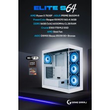 Game Garaj Elite S64 Amd R5 7500F 16GB Ram 1tb SSD RX9070 Freedos Oyuncu Oem Paket