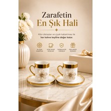 Yzhome 2 Li Gold Yaldızlı Porselen Lotus Çiçek Kahve Fincan Takımı 100ML