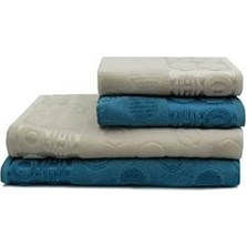 Lunox Home Çift Renk Banyo Havlusu, 4'lü Paket 2 Parça (70X140),2 Parça (50X80) Yumuşak ve Emici, Kaliteli Günlük Kullanıma UYGUN%100 Pamuk Havlu(Indigo-Nohut)