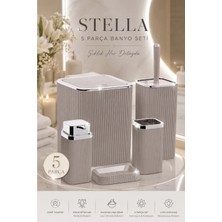 Okyanus Home Stella Vizon Kromlu Çizgili Kare 5'Li Banyo Seti