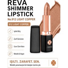 Reva Shimmer Lipstick – Vegan ve Temiz İçerikli Işıltılı Parlak Ruj Metalic Light Copper No:912