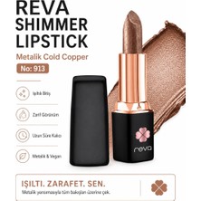 Reva Shimmer Lipstick Metalic Cold Copper No:913 Işıltılı Parlak Vegan Temiz Ruj