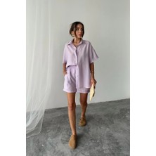 Lune Store Gömlek - Şort Takım - Lila