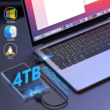 Vuralsin38 2.5" Sata Hdd/ssd Harici Disk Kutusu - USB 3.1 Type-C 6gbps’e Kadar Hız - 4tb’a Kadar Destek - Windows/mac/linux Uyumlu - Taşınabilir Şeffaf Harddisk Kutusu