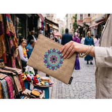 Ju Yaratıcı Tasarım Hasır Kadın Portföy & Clutch Çanta Mor