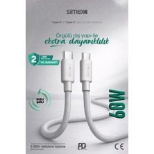 Simex İphone 15-16-17 Serileri Uyumlu - İphone Samsung Redmi Uyumlu - 60W Type-C Hızlı Şarj Kablosu SPK10