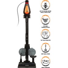 Fantom Pluto P 6100 Plus Cyclone Elektrikli Moplu  Dikey Süpürge Siyah