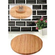 Vuralsin38 30 cm Bambu Ahşap Döner Tabanlı Servis Tabağı Dönerli Stantlı Sunum Tahtası