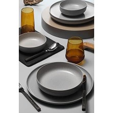 Porselen 12 Parça 4 Kişilik Yemek Takımı Gri