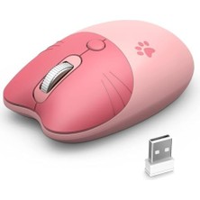Vuralsin38 Mofii Mouse Renkli Kedi Tasarım Kablosuz Sessiz Bilgisayar Notebook Laptop Için Fare Pilli Mouse USB Receiver Tak Çalıştır Pembe (Pembe)