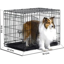 Metal Köpek Kafesi 91X61X66 cm Siyah