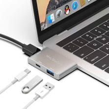 Vuralsin38 Dual Usb-C Hub Çoklayıcı Adaptör | 4K HDMI 60Hz, USB 3.0, Pd Şarj Geçişli | MacBook Air ve Pro (Çift Usb-C Modeller) ile Uyumlu | Alüminyum Gri