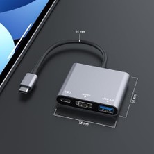 Vuralsin38 3 In 1 Usb-C Hub - 4K Hd Çözünürlük, USB 3.0, Hdtv Bağlantısı, Plug And Play, Sürücü, Kamera ve Cihazlar Için Uyumlu, Yüksek Hızda Veri Aktarımı ve Şarj Imkanı | TD-HB6101