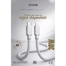 Simex 11 12 13 14 Pro Max Serisi Type-C to Lightning Hızlı Şarj Kablosu, iPhone Şarj Kablosu, Gri, 1 Metre