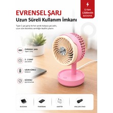 Nivego Nvg Masaüstü 1200 Mah Taşınabilir Şarjlı El Fanı Vantilatörü Soğutucu 3 Kademeli Type C Hızlı Şarj