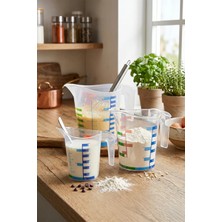 Emofom 3'lü Ölçü Kabı Seti Plastik 300 ml 500 ml 1000 ml Kapasite Karıştırma Kabı