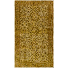 160 x 275  cm  Sarı Renkli Anadolu Halısı,  El Yapımı Modern Boyalı Halı