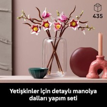 Vuralsin38 Botanicals Manolya Dalları 11510 - Yetişkinler Için Parçaları ve Kahverengi Kurbağalar Dahil Çeşitli Detaylar Içeren Çiçek Buketi Model Yapım Seti, Hediye Fikri (435 Parça)