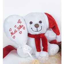 Vuralsin38 Baba,yılbaşı,20-25 cm Pelüş, 20 Cm, Atkılı Balonlu Tedy,yumuşak, Sevgiliye Hediye,ayı,peluş Ayıcık,plush Toys,oturan Ayı,ofis Hediyesi (Noelbeyaz)