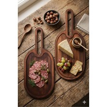 Rabo Craft Ahşap 2'li Sunum Tahtası - Steak Sunum - Ahşap Servis Tabağı - Ahşap Sunumluk
