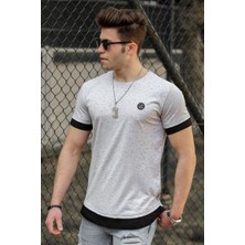 Madmext Gri Yırtık Detaylı Erkek T-Shirt 4489