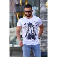 Madmext Baskılı Beyaz T-Shirt 4028