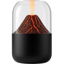 Mini Volkan Alev Efektli Aromaterapi Hava Nemlendirici – 14X7 cm USB Şarjlı Renk Değiştiren LED Işıklı Masa Üstü Difüzör